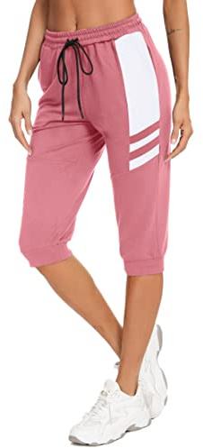 Terecey Pantaloni 3/4 da Donna in Cotone Sportivi Ladies Estivi Jogging