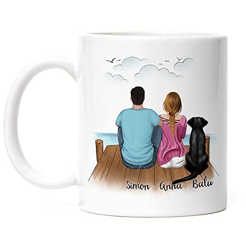 Kiddle-Design Pärchen mit Hunden Tasse Personalisiert Hundebesitzer Geschenk Hundeliebhaber Paar Hund Dog Mom Dad Hundemama Hundepapa