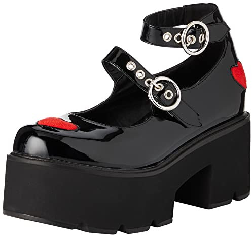 LAMODA Rosey Love, Mary Jane Donna, Nero Vernice Rosso, 35.5 EU