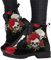 Minetom Damen Gothic Chelsea Boots Frauen Punk Stiefeletten Biker Boots Winter Knöchel Stiefel Mit Blockabsatz Gotisch Drucken Kurze Stiefel A Schwarz 35 EU