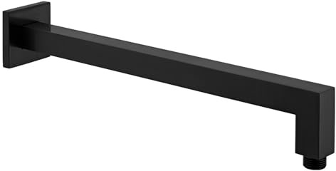 ENKI, A21, Shower Head Arm Wall Mounted, Black Shower Arm Wall Mounted, Square Wall Mount Shower Arm, Black