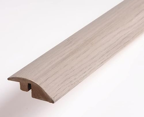 Adjustable 14mm to 18mm Ramp Reducer Threshold Door Bar for Solid & Engineered Wood Flooring (Light Grey Oak)
