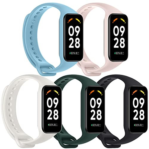 ASDONAL 5 Stück Armband Kompatibel mit Xiaomi Smart Band 8 Active / Xiaomi Redmi Smart Band 2, Ersatzarmband für Redmi Smart Band 2 Ersatzbänder Xiaomi Mi Band 8 Active und Redmi Band 2 Armbänder