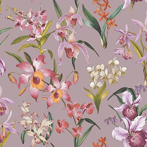 Maya Floral Lilac Wallpaper - Vibrant Colourful Naturistic Blossoming - Modern Contemporary Feature Wall