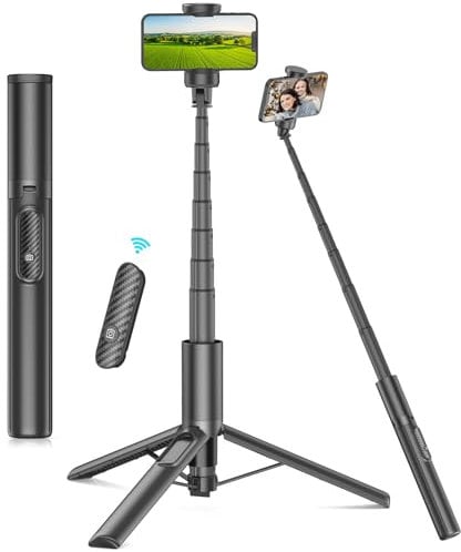 Gahenwo 153cm Treppiede Smartphone Bastone Selfie,Cavalletto per smartphone con Telecomando Wireless e Supporto per Telefono Rotante a 360 gradi, compatibile con smartphone da 4''-7'' pollici