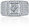 2CT Klarer AAA CZ Statement Halo Square Princess Cut Solitaire Herren Verlobungsring Mit Breitem Mikro Pave Band Versilbert Anpassbar
