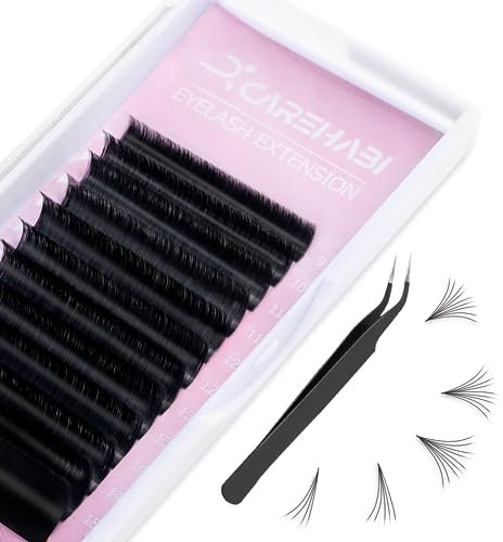 Extension Cils, Easy Fan Lashes 0,07d 9-16 mm 2d ~ 20d Cils Extension de Cils Professionnel Cils Volume Russe avec Pince à épiler