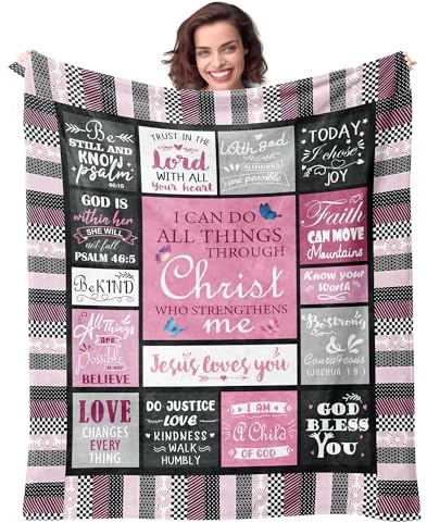 Bible Blanket Christian Sympathy Blanket Inspirational Gifts for Women Christ Jesus Loves You Blessed Soft Throw Blanket Religious Gifts for Women for Praying Faith Men Woman 60x80