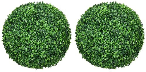 HOMCOM Lot de 2 Boules de buis artificielles de 40 cm, Protection UV, décoration pour la Maison, Le Jardin, la fête de Mariage, la décoration de la Maison, Vert