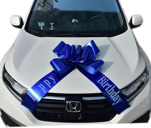 Chexin Riesige Große Blau Schleife für Auto Geburtstag,Happy Birthday,Geschenkschleife Große - XXL 76 cm / 30, Riesige Autoschleife, Große Masche, Car Bow für Fahrrad,und Schleife mit 185 cm Bänder