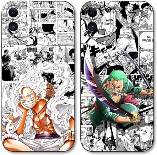 PBNDJVG Handyhülle 2 Stück für Samsung Galaxy S24 5G Hülle 6.2'' Anime Luffy Zoro Gear 5 Sun God Nika Manga Muster Design Case Kameraschutz Schutzhülle Stoßfest TPU Weich Ultra Dünn Cover - 2