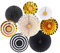 GAKA FAVOR Set of 8 Party Decorations Black and Gold Paper Fans for Party Wedding Birthday Holiday Christmas Event Carnival Hanging Paper Fan Decoration