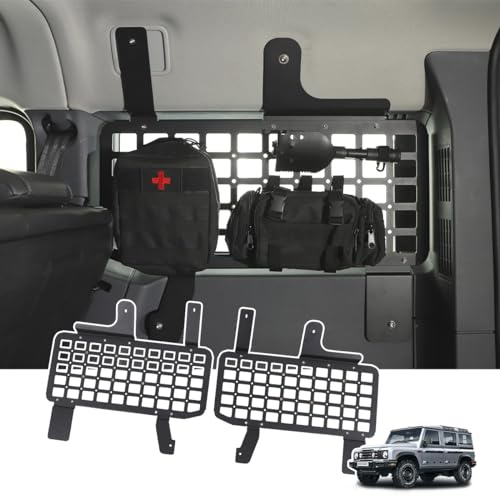 JONKOKO Aufbewahrungskorb für den Kofferraum, Innenregal, MOLLE-Panel, Aluminiumlegierung, Aufbewahrungskorb für Ineos Grenadier 2020–2024, Kofferraum-Organizer-Tasche, Schwarz, Schraube, Auto