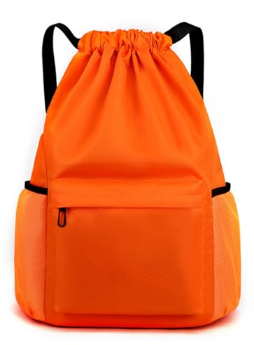 YYKSYDPT Turnbeutel, Wasserdichter Unisex-Rucksack, Oxford-Rucksack mit Reißverschlusstasche vorne, Nylongurte Turnbeutel mit Netztasche, Sportbeutel für Sport, Reisen, Schwimmen