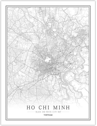 HO CHI MINH Schwarz-Weiss 3d Drucken Kartenplakat 40x60 cm Nordic Wohnzimmer Dekoration Leinwand Poster moderne Heimdekoration Kunstdruck geeignet für Schlafzimmer Wanddekoration