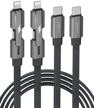 Kuulaa Multi USB Ladekabel 2 in 1 Universal, [2Stück 2M] Schnellladekabel mit USB C auf 60W Typ C+ 27W PD, Nylon Geflochten Mehrfach Anschlüsse Kabel Kompatibel mit iPhone Android Samsung Huawei