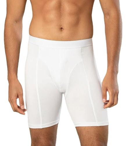 Erdem Men, Lange Boxershorts, Premium Herrenunterwäsche, Boxershorts für Männer, Bequeme Unterwäsche Mann, Herren, Baumwolle, Elasthan, Atmungsaktiv, Weiß, XL