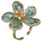 GleaMora Vintage Gold mit grüner Zirkonblume verstellbarer Ring für Frauen Hochzeitsfeier Schmuckring Elegante trendige einzigartige Ringe