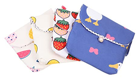 Hoement 4 Stück Aufbewahrungsbeutel Für Damenbinden Reise-organizer-taschen Geldbeutel Wechseln Kleine Aufbewahrungstasche Geldbörse Für Kinder Süßer Halter Münzbeutel Behälter Baumwolle