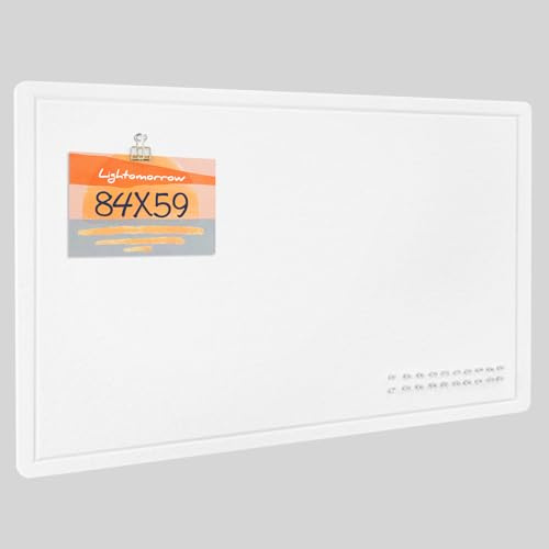 Lightomorrow Pinnwand, 84 x 59 Zentimeter Filzbrett - dekorative Korkbrett-Alternative für die Wand, faltbares Bilderbrett mit selbstklebendem Vision Board Gebetsbrett und 20 Pinnadeln - Weiß