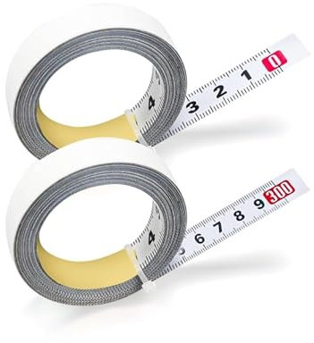Lot de 2 mètres à ruban auto-adhésifs de 3 m, ruban à mesurer blanc, ruban de mesure autocollant pour mesurer les établis et les objets verticaux.