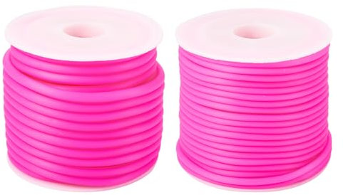 PandaHall - Cuerda de goma hueca de 15 m, 2 mm, 3 mm, color rosa, para tejer ganchillo, manualidades, sujetar puntadas, fabricación de joyas