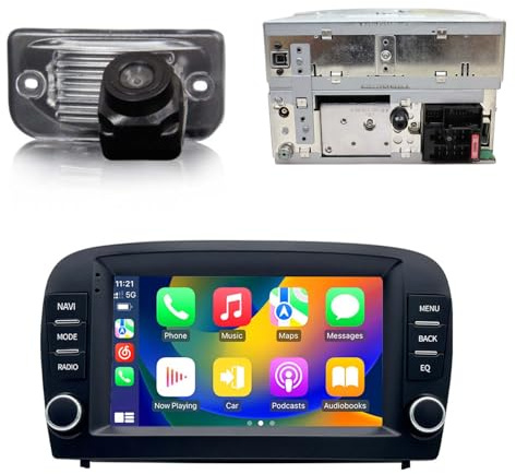 Android Autoradio Mit GPS Navigation HD Bildschirm Touch Display Canbus + Nachtsicht HD Rückfahrkamera Ersatz für Mercedes-Benz SL R129 R230 SL55AMG SL63AMG SL65AMG SL280 SL300 SL350 SL500 SL600