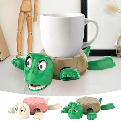 Sbyhbhyds Lustiger Schildkröte Untersetzer für Gläser,Becher Halter Meeresschildkröten mit hochziehbaren Gliedmaßen,ausdrucksstarkes Gesicht,neuartiges Trink Geschenk,Getränke Glasuntersetzer (Green)