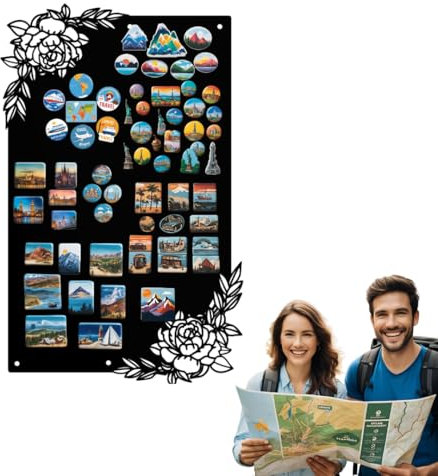 Anwicar Tableau Magnétique Effaçable en Acier - Idéal pour Aimants et Notes - Tableau Noir Magnétique Mural - Compatible avec Marqueurs Craie - Motif de fleurs - 30x50 cm - Noir