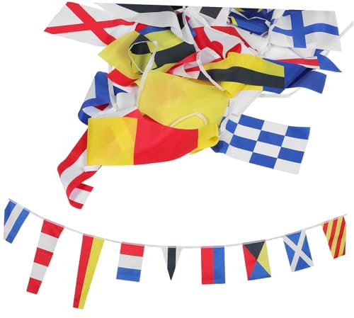CAXUSD 40pezzi Bandiere Nautiche Codice Segnalazione Banner Decorativo Marittimo Per Barche Feste Navale e Decorazioni Per Casa Resistente e