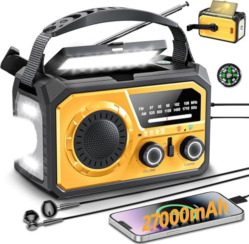 27000mAh Wind Up Radio, Emergency Crank Radio with Solar & Power Bank