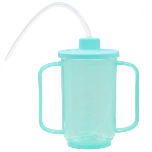 Gatuida 350ml Adult Sippy Cup, Drinking Cup for Elderly Non Spill with Long Flexible Silicone Straw, Adult Beaker for Elderly with Leakproof Lid, Bedridden Nursing Cup for Hospital Home Recovery