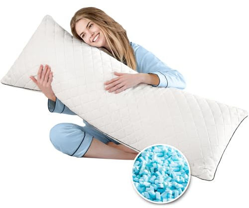 TaiBest Body Pillow for Adults, Memory Foam Long Pillow 20x54 Inch - Firm Full Support for Side Sleeper, White