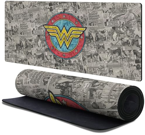 Head Case Designs Offizielle Wonder Woman DC Comics Vintage Collage Comic Bucheinband 37.4 x 15.75 x 0.16 inches (900 x 400 mm) - XL Gaming-Schreibtisch PC-Tastatur Mauspad
