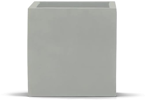 amei Der Kubische Pflanzkübel aus Fiberglas (Grau 18 x 18 x 18 cm) – Blumenkübel in geometrischer Optik – handgefertigter Pflanzenkübel aus Stonefiber – UV-beständig und frostfest