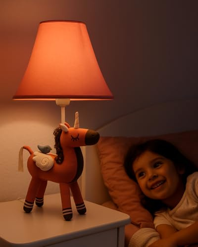 ZENZOO Lichtfreund Einhorn rot Nachttischleuchte Schreibtischleuchte Stofftierlampe Nachtlicht