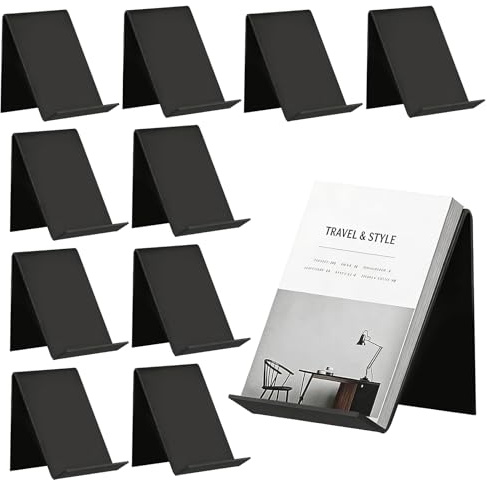 10 Stück Buchständer Acryl, Buchaufsteller 13x11,5x10cm Schräg Bücherhalter für Regal Klein Bücher Ständer Bücherstütze für Fotos Büchern Bilderalben Kunsthandwerk (Schwarz)