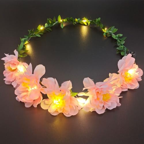 AWSOLAR 5 Stück Blumenkranz Haare LED, LED Haarreif Blumen | Leuchtende Haarreifen für Party, Geburtstag, Hochzeit, Festival Zubehör