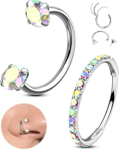 OUFER Body Piercing Nasenring Gold Silber 20G Hufeisen Piercing Ring 2PCS