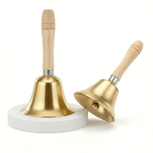 Katyjun 2er Set Hochwertiges Lauter Metallhandglocken Aus Messing Ideal für Festliche Anlässe Meditation Yoga Tischdekoration bei Hochzeiten Partys Weihnachten oder Events