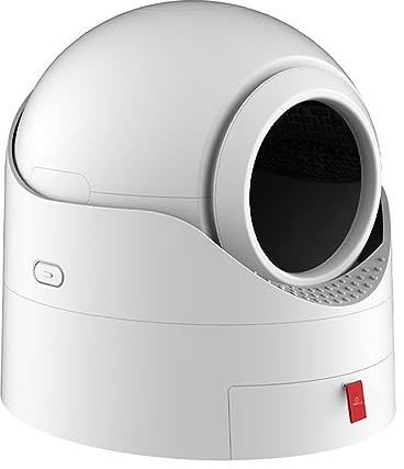 RASTKY Semi Automatic Litter Box Double Safety Design Quick Eradication Universal Use Odor Prevention Easy Cleaning Semi Automatic Cat Toilet Box Plastic Material (White)
