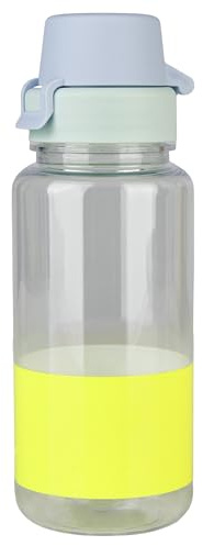 Sterntaler Trinkflasche für Kindergarten, Schule und Freizeit, robust, leicht, geruchs- und geschmacksneutral, abnehmbarer Trinkverschluss, personalisierbare Sticker enthalten, 7×7×18 cm, leuchtgelb
