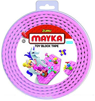 Mayka 34658 - Klebeband für Lego Bausteine, 2 m selbstklebendes Band mit 4 Noppen, rosa Bausteinband, flexibles Noppenband zum Bauen mit Legosteinen für Kinder ab 3 Jahre, wiederverwendbar