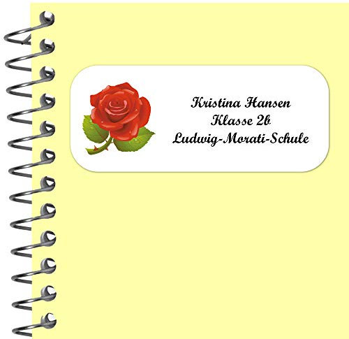 INDIGOS UG Namensaufkleber Kinder Schule - 56x23 mm - Adressetiketten selbstklebend - 064 - Rose - 99 Sticker Adressaufkleber personalisiert - Ordner, Bücher, Hefte, Briefumschläge