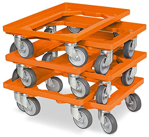 BRB 6X Logistikroller/Transportroller für Kisten 600x400 mm, Tragkraft 250 kg (orange)