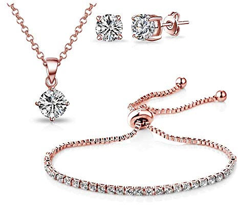 Philip Jones Set dell'amicizia con solitario placcato in oro rosa creato con cristalli Zircondia®