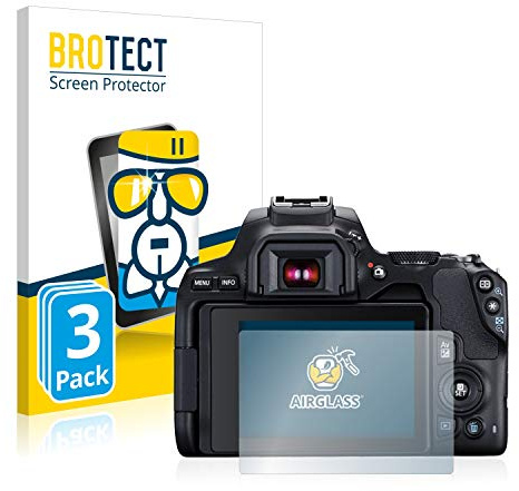 brotect Glass Screen Protector Film compatible with Canon EOS 250D (3 Pack) - Glass-Foil 9H Protection [Scratch Resistant, High Clarity]