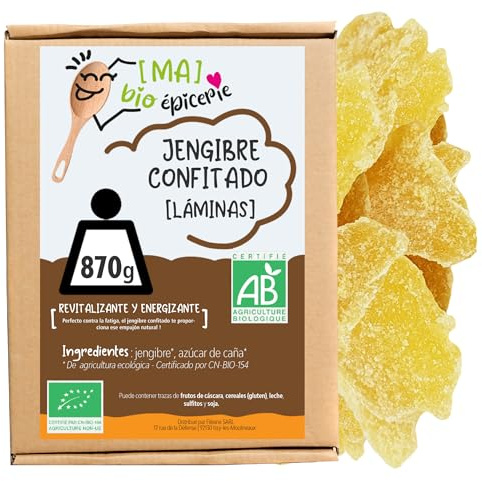 MA bio-épicerie - Zenzero Candito Bio a Lamelle 870 g - Zenzero Disidratato Sfuso Senza Conservanti - Frutta Candita Bio per Cucina e Degustazione