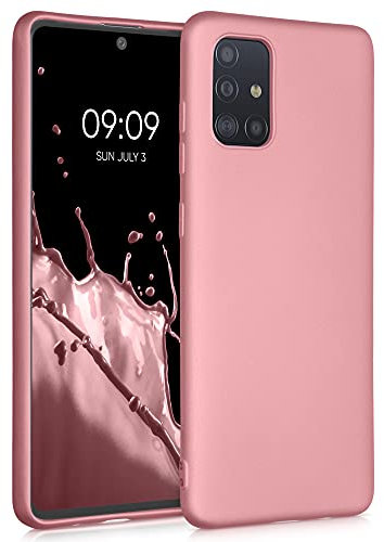 kwmobile Case kompatibel mit Samsung Galaxy A71 Hülle - Schutzhülle aus Silikon metallisch schimmernd - Handyhülle Metallic Rosegold