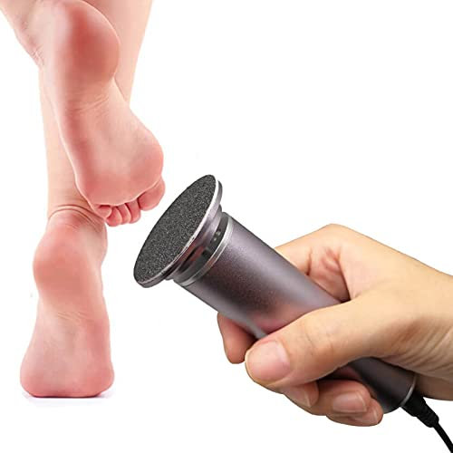 Electric Foot File Hard Skin Remover, Powerful Electric Callus Remover Foot Sander Pedicure Tools Dead Skin Remover, Speed Adjustable, with 60pcs Replacement Sandpaper (Gray)